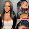 MYSTERY Straight Lace Front Wigs Human Hair 13x4 Lace Front Wigs Human Hair 150% Density HD Lace Frontal Wigs Human Hair for Women Natural Black with Baby Hair (30 Inch)