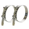 WYSIWYKA 2 Pack T-Bolt Hose Clamps, Stainless Steel Hose Clamp with Reinforcement Spring for Pipe, Turbo Intake Intercooler Clamp Working Range 2"-2.25" (51-57mm)