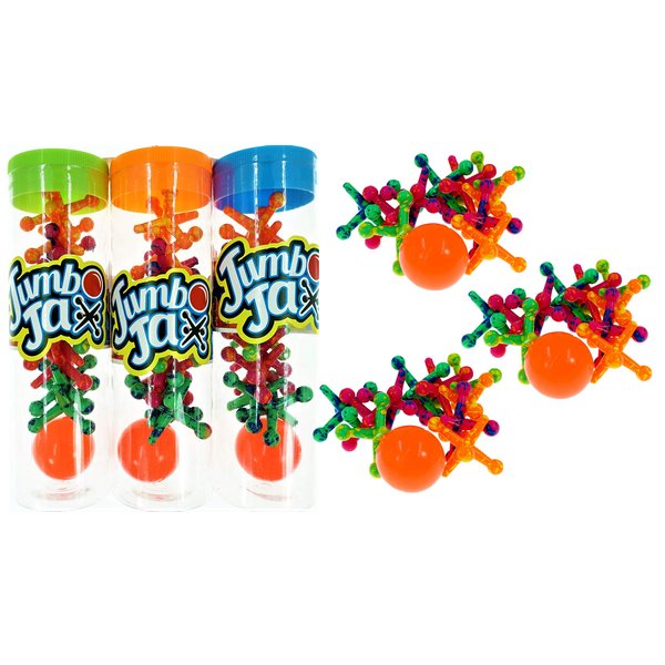 JA-RU Jumbo Jax Toy Set w/Rubber Bouncy Ball (3 Pack) Classic Rubber Jacks for Kids & Adult. Old School Retro Vintage Toys Board Game. Party Favor Fidget Pack Pinata Filler Stocking Stuffers. 6569-3p