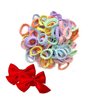 100Pcs Multicolor Elastic Hair Ties and 2 Pcs Red Bow Hair Clip, Baby Hair Ties No Damage Small Hair Ponytail Holder,1.0inch Mini Rubber Bands Accessories for Girls Kids Women