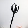 2pcs Cat Moon Hair Styling Pins Black Wicca Witch Hair Slide Renaissance Festival Hair Acceossories for Women Hair Stick