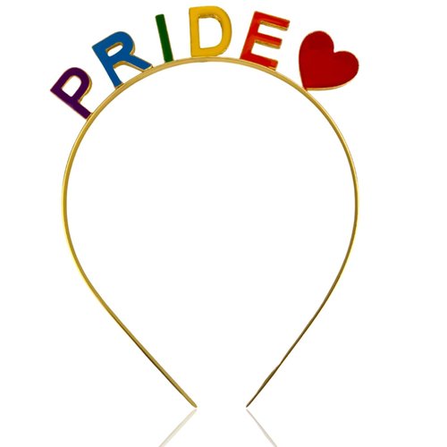 HOXIEYA Pride Day Headband LGBT Head band Pride Head Bopper for Women Girls Heart with Latter Pride Hair Accessories Party Favors Accessories Parade Supplies -gold (gold)