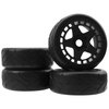 ShareGoo RC 1/8 Buggy Tires OD 4.09" Street Tires w/Plastic Wheel Rims 17mm Hex Compatible with Arrma 1/8 Typhon Talion Redcat Losi HPI HSP Kyosho 1/8 RC On Road Racing Car (5-Spoke)