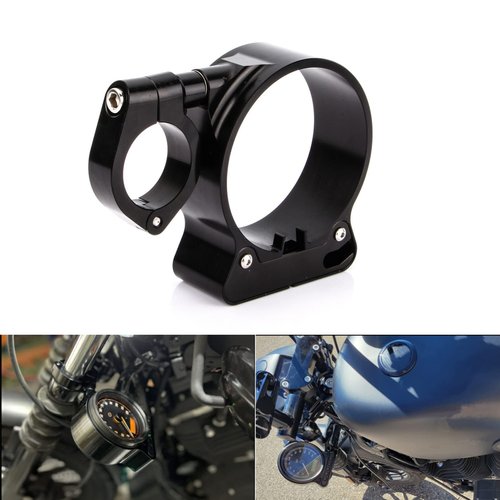 PLSUSJHAO 39MM Fork Side Mount Motorcycle Speedometer Bracket Kit Odometer Mounting Bracket for Harley Speedometer Relocation Sportster XL 883 1200 Black
