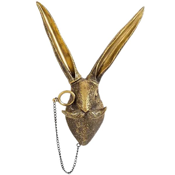 UITWMKTG Gold Animal Head Wall Decor Wall Sculpture Home Decor Statue for Living Room Office Bedroom Modern Decor for Men Women Rabbit