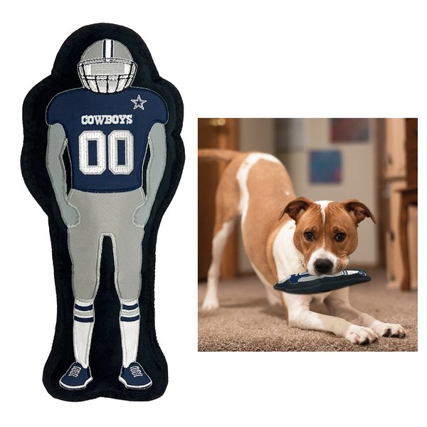 The 1st Ever Tough but Smooth Dog Toy NFL Dallas Cowboys Football Athletes Player Tough Pet Toy. A Premium Quality Doggie Toy with Built-in Squeaker. Sports Fans Favorite Chew Toy