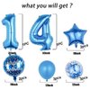 Balloons, 11 pcs Foil Balloons 14 Year Old for 14th Birthday Party Supplies Decoration， Confetti Balloon Kids Party Balloons Birthday Party Supplies 14 Years Old Birthday Balloon for Kids (14th, Blue)