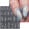 6 Sheets Metallic Silver Lines Nail Stickers,3D Wave Lines Nail Art Stickers Irregular French Line Marble Nail Decals Metal Strip Silver Nail Sticker Adhesive Stickers for Nails DIY Nail Supplies