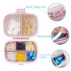 Kcmwsy Travel Pill Organizer Small Pill Box Portable Daily 8 Compartment Pill Case for Purse Pocket Medicine Vitamin Holder Container（Wheat Pink）
