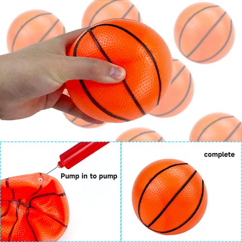 Hymaz 12 Pack 4 Inch Mini Basketball Ball for Kids, Rubber Small basketballs with Pump for Kids Basketball Gifts- Inflatable Ball for Basketballs Hoop Geart for Sports Beach Pool Theme Party Favor