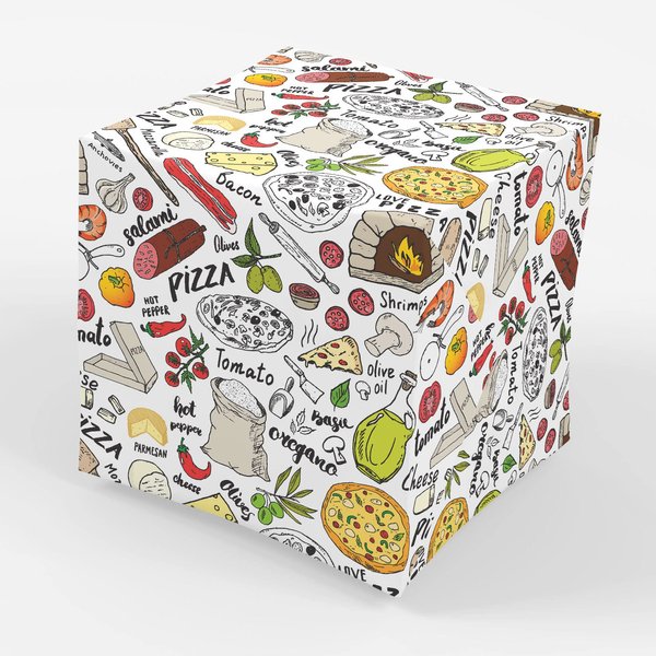 Stesha Party Pizza Gift Wrap Food Present Wrapping Paper, Folded Flat 30 x 20 Inch, 3 Sheets