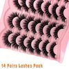 loladook Cat Eye Lashes Mink Fluffy Strip Lashes Pack C Curl Natural Flase Lashes Wispy 3D Long Fake Eyelashes Strips Faux Mink Lashes Bulk