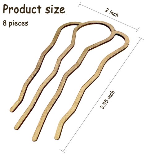 Hair Clips Clip, 8 Pack Hair Pins for Women Wedding Hair Accessories Buns, U Shape Hair Stick Sticks, French Hair Pin Hair Styling Accessories, Bronze
