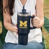 Desert Cactus University of Michigan Wolverines U of M Large Insulated Stainless Steel Handle Lid Straw Reusable Double Walled Cup Hot Cold Drinkware Laser Etched (40oz Ounce Rally Tumbler)