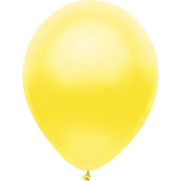 PartyMate 76493 Made in the USA Metallic 12-Inch Latex Balloons, 72-Count, Silk Yellow