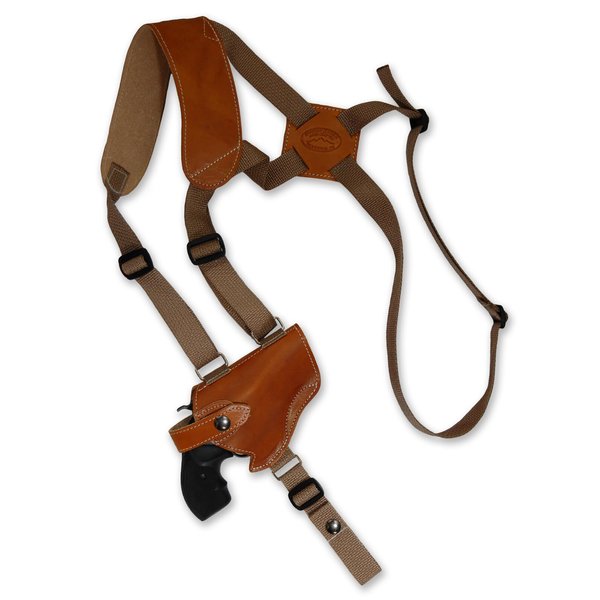 Barsony Saddle Tan Leather Cross Harness Shoulder Holster for 2-3" Snub Nose Revolvers (Ruger LCRx, Right)