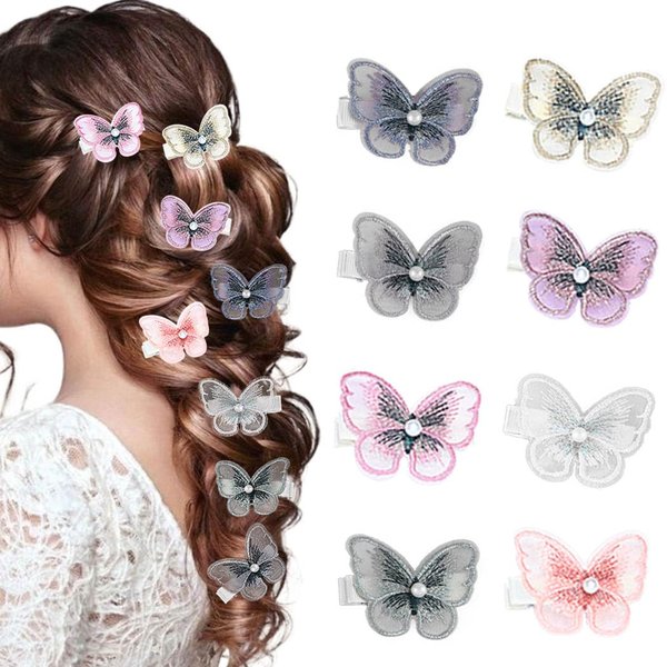 Bartosi Butterfly Hair Clips Butterfly Hair Barrettes Bride Wedding Hair Pins Bridal Hair Accessories for Women and Girls (Pack of 8)
