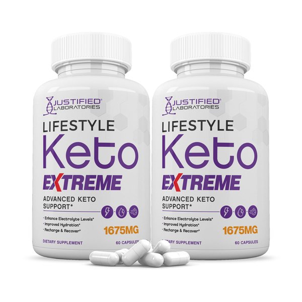 (2 Pack) Lifestyle Extreme Keto Pills 1675MG New & Improved Formula Contains Apple Cider Vinegar Extra Virgin Olive Oil Powder Green Tea Leaf 120 Capsules