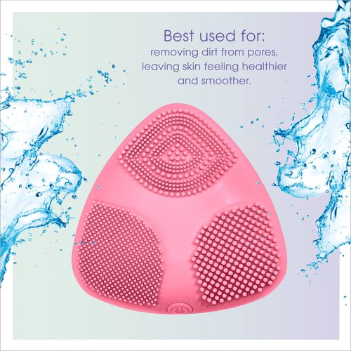 True Glow by Conair Skinpod Silicone Facial Cleansing Brush with 3 Brush Zones & Sonic Advantage, Battery Operated