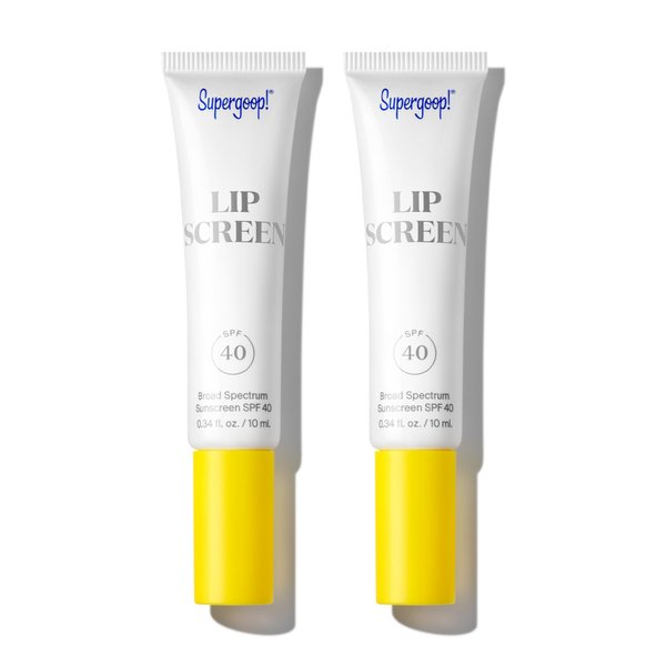 Supergoop! Lipscreen Shine SPF 40 - Pack of 2, 0.34 fl oz - Clear Lip Gloss with Grape Seed Extract, Sunflower Seed Oil & Kelp Extract - Water-Resistant, Non-Sticky Formula