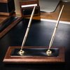 Dacasso Walnut & Leather Double Holder Luxury Stand with Rolling Ball Elegant Pen Organizer & Executive Desk Decor-(3 Piece Set)