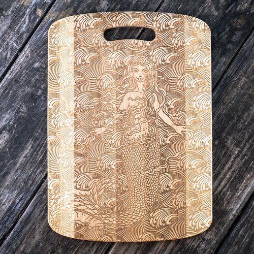 Bamboo - Mermaid Cutting Board 14''x9.5''x.5''
