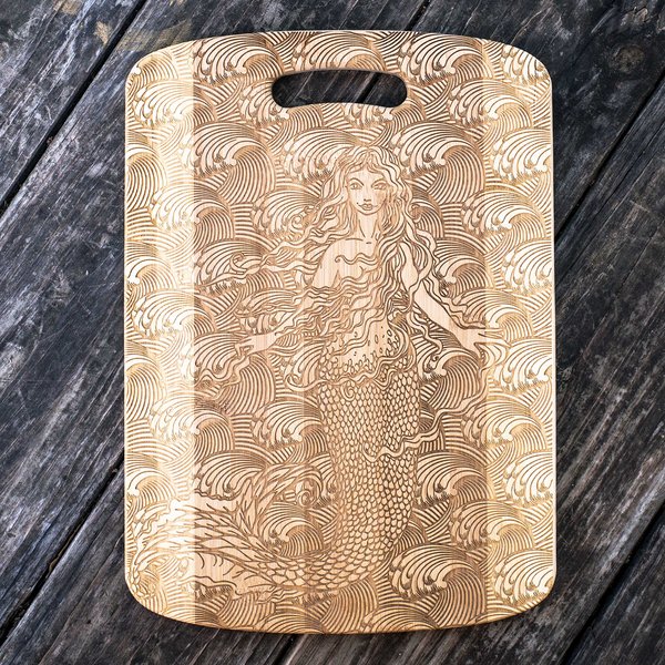 Bamboo - Mermaid Cutting Board 14''x9.5''x.5''