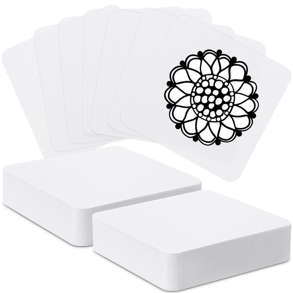 Dunzoom 50 Pcs Artist's Tiles Zen Square White Paper Tiles Drawing Supplies Apprentice White Tiles for Calligrapher Watercolor Sketch Book Notebook(3.5'' X 3.5'')