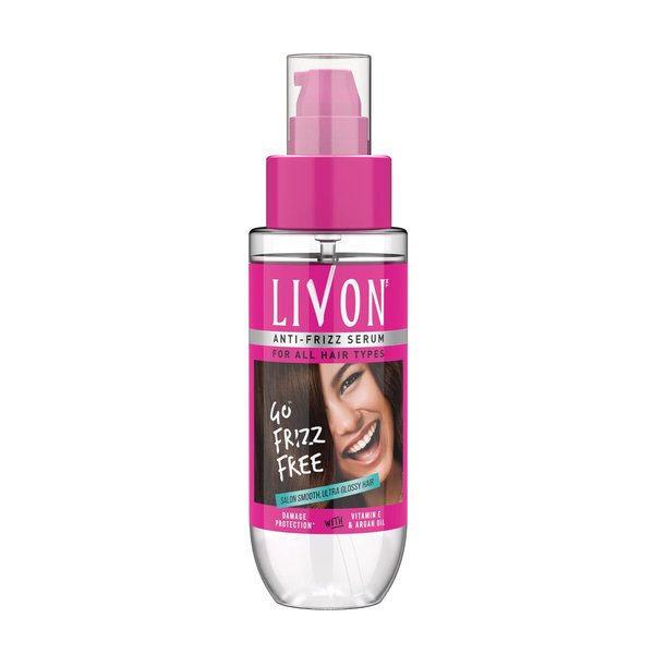 Livon Hair Serum For Frizz Free Hair | For All Hair Types | Smooth & Glossy Hair | With Argan Oil & Vitamin E | 3.38 fl.oz