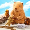 Deekin 5 Pcs Adorable Groundhog Plush Set 14 Inch Mommy Groundhog Stuffed Animal with 4 Cute Plush Babies in Her Belly Soft Cuddly Marmot Plushie for Toddlers Boys Girls Birthday Party Favors Gifts