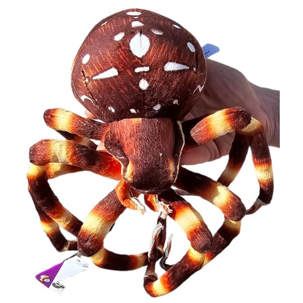 Zugar Land 8" Spider Plush Toy (Blue, Brown Orb-Weaver or Brown Tarantulas) Soft Cozy Plush Pillow Cuddling Decor Not Scary at All. (Brown Orb-Weaver)