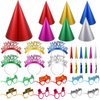 Halloscume 36 Pcs Happy New Years 2025 Eve Party Supplies,6 Party Cone Hats 6 Headbands 12 Eyeglasses 6 Horns 6 Noise Makers
