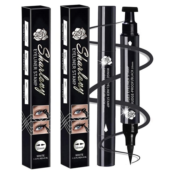 BONNIESTORE Winged Eyeliner Stamp 2 Pack,Dual-ended Eyeliner Stamp for Perfect Wing Cat Eyes,Long Lasting Liquid Eyeliner Pen Waterproof Smudge Proof Smudge Proof for All Eye Shapes