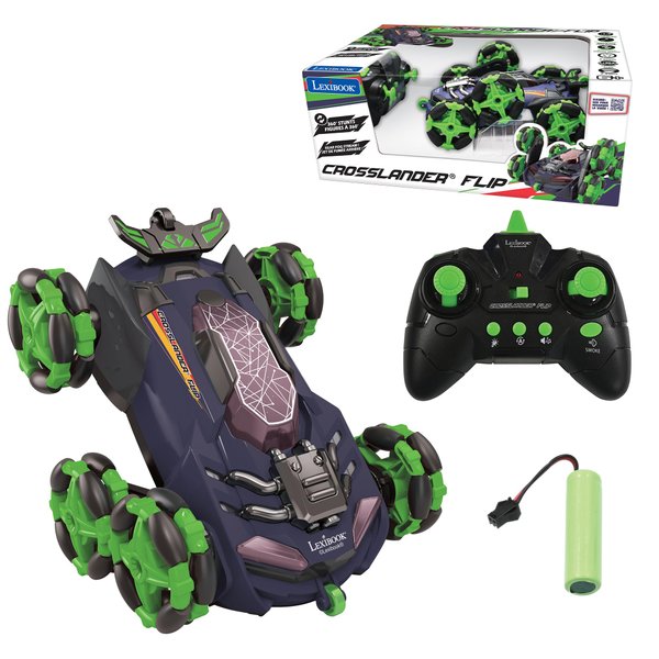 Lexibook Crosslander® Flip, Remote Control car, up to 8km/h, 360° Figure, Sound and Light Effects, Smoke Jet, 6 Wheels, Rechargeable, RC45