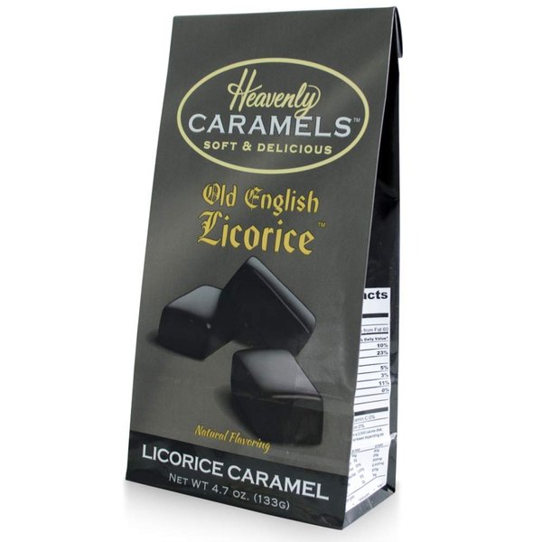 J Morgan Confections Heavenly Caramel | Licorice Flavor | 4.7 oz Bag, 4-Pack | Gourmet Soft and Chewy Butter Caramel Candies | Hand-Crafted Golden Treats