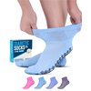 Diabetic Socks with Grips for Women and Men - 4 Pair | Light Blue , Blue, Purple , Pink | Neuropathy Socks for Women | Hospital Socks with Grips for Women | Ankle Diabetic Non Slip Socks for Elderly