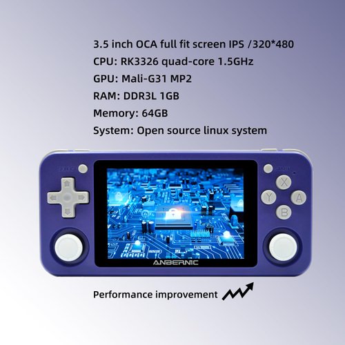 RG351P Retro Handheld Game Console Open Source Linux System 3.5 inch IPS 320*480 Screen RK3326 1.5GHz 3500mAh Battery 2500 Classic Games Support PSP/N64 Game Gift Portable Player (RG351P-Purple)