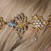 CROWN GUIDE Bridal Headband and Earrings Crystal Jewelry Set Wedding Headpiece for Women Brides Tiara Rhinestone Hair Accessories Gold