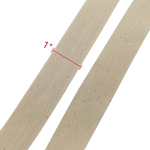 BornFeel Natural Cotton Twill Tape 55 Yards 1 Inch Bunting Bias Tape Herringbone Webbing Tape Roll for Apron Sewing Dressmaking Craft (Natural White)