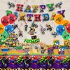 Dirt Bike Birthday Decoration, Includes Happy Birthday Banner, Cake Toppers, Hanging Swirls, Balloons, Party Gif Bags, Tablecloth, for Kids Boys Girls Motorcycle Extreme Sports Birthday Decoration