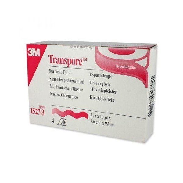 3M-1527-3 Transpore Surgical Tape 3" x 10 yards - Box of 4 Rolls