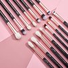 Jessup 15Pcs Professional Makeup Brushes Set Make up Brush Tools kit Eye Liner Shader Wood Handle Natural-synthetic Hair Brushes Pearl Black/Rose Gold T157