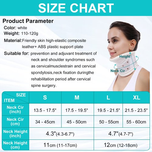 TANDCF Cervical Neck Brace Collar with Chin Support for Stiff Relief Cervical Collar Correct Neck Support Pain Bone Care Health(Size M)