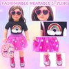 HAPGFS American 18 Inch Doll Accessories Doll Travel Set Including Suitcase Luggage and Dress, Camera Computer Phone Neck Pillow Sunglasses Dolls Travel Gear Play Set Gift for Birthday (NO Doll)