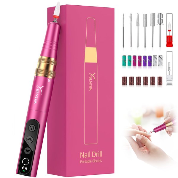 YBLNTEK Electric Nail Drill Professional, Cordless Nail Drill Electric File for Acrylic Gel Nails, 35000RPM Portable Nail Efile, Manicure Pedicure Polishing Tools Home Nail Salon
