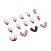 IFMOPETY 24Pcs Almond Press On Nails，Leopard Print French Tip Press On Nails，Black False Nail Kit，Reusable Stick On Nails in 12 Sizes - Fake Nails Kit