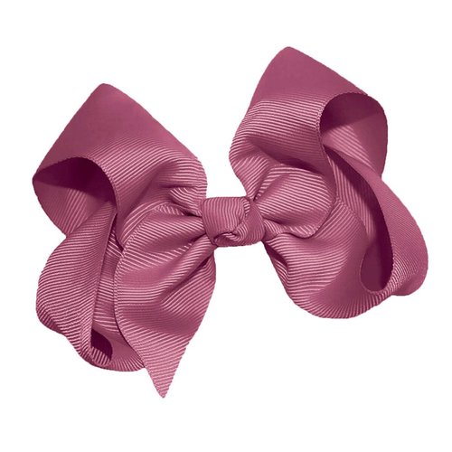 WD2U Girls 4" Solid Grosgrain Ribbon Boutique Hair Bow French Clip Barrette Mauve