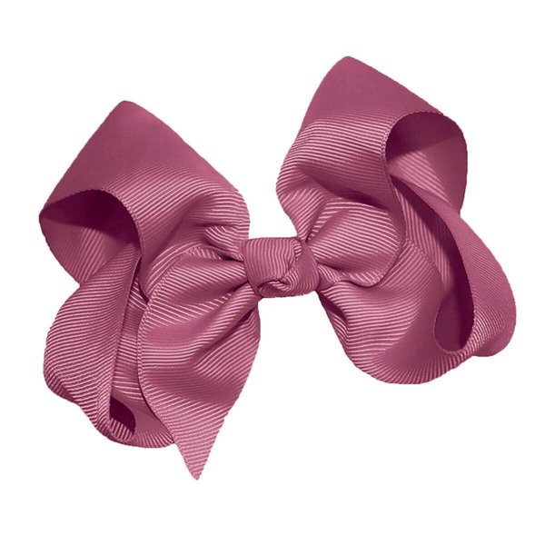 WD2U Girls 4" Solid Grosgrain Ribbon Boutique Hair Bow French Clip Barrette Mauve
