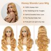 yeeport Honey Blonde Wig Human Hair 13x6 28 Inch Blonde Lace Front Wigs Human Hair Pre Plucked 27# Colored 180% Density Body Wave HD Lace Frontal Wigs Human Hair Glueless Wigs Human Hair