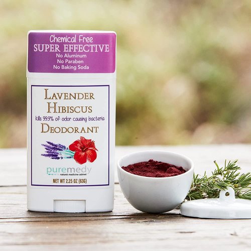 Puremedy All Natural Deodorant for Women, Men, Teens, Aluminum, Baking Soda and Chemical Free, Long-Lasting Stay Fresh Formula, Lavender Hibiscus 2.25 oz. (Pack of 1)